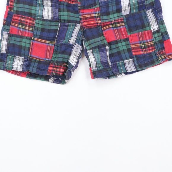 80s Mens Small Multi-Color Plaid Patchwork Shorts - Picture 3 of 9